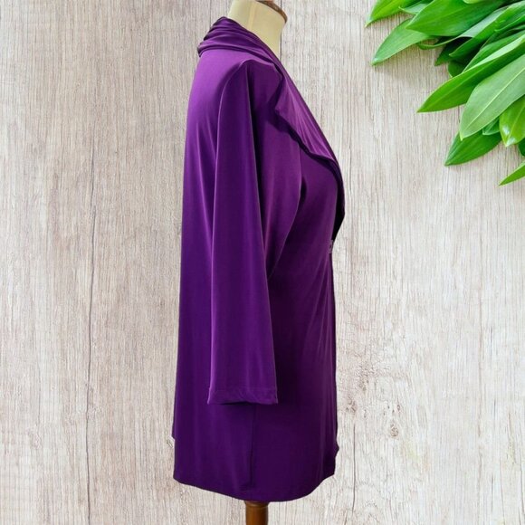 CSC Studio Womens Jacket Sweater Size M Shawl Collar 3/4 Sleeves Purple - Picture 4 of 13